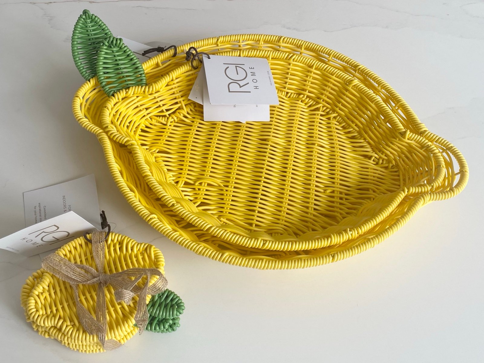 Lemon Resin Wicker Serving Set