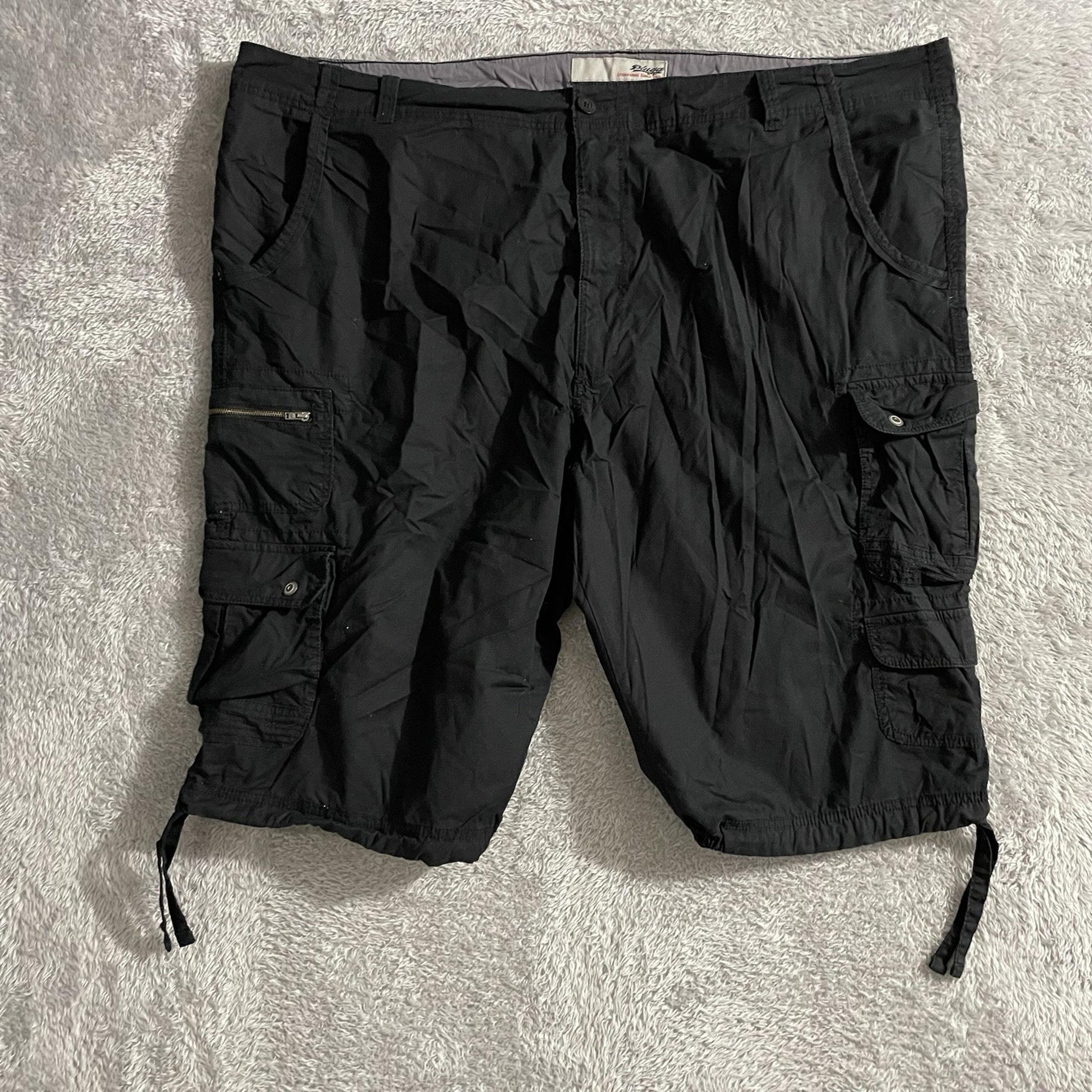 Plugg Cargo Shorts Mens 52 Black Pockets Bermuda Outdoor Leisure Grunge Stretch