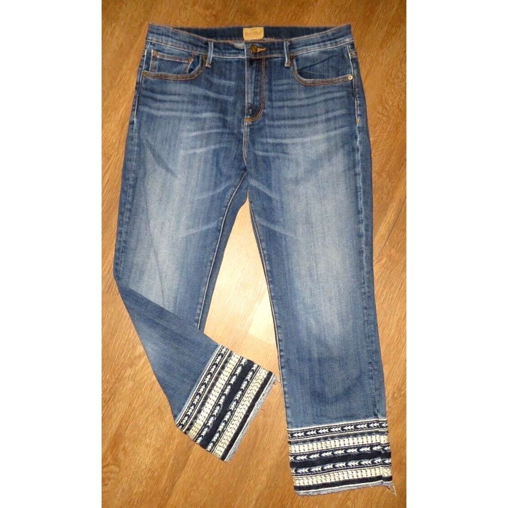 Women's DRIFTWOOD Colette Cropped Embroidered Cuffs Stretch Jeans sz. 31