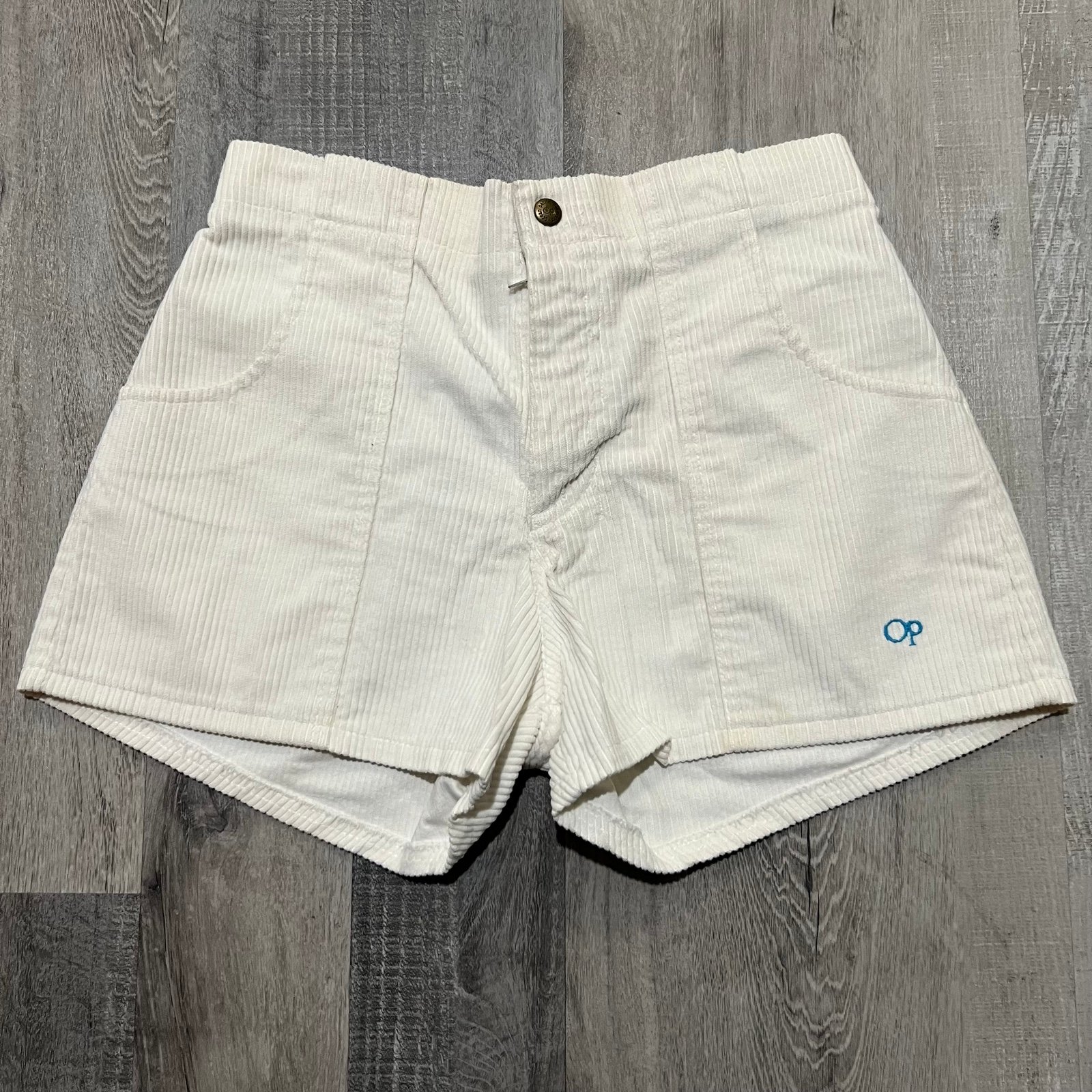 VTG Ocean Pacific Dogtown Corduroy Shorts White 80s Surf Skater USA Beach Surfer