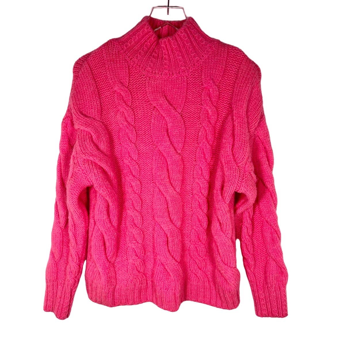 Anthropologie Women's Mock Neck Cable-Knit Sweater XS Pink Long Sleeve EUC!