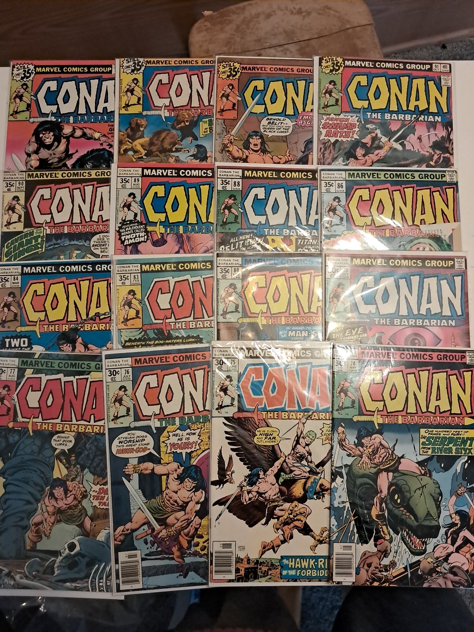 Bronze age Conan the Barbarian #74-96, 18 lot; 1977; VF/NM; free shipping