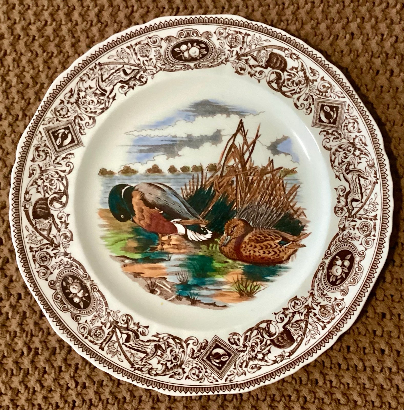 Vintage Mason’s Game Birds The Mallard 10” ironstone plate made in England
