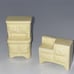 Vintage Dollhouse Furniture Japan 3PC Hutch, Fridge, Stove