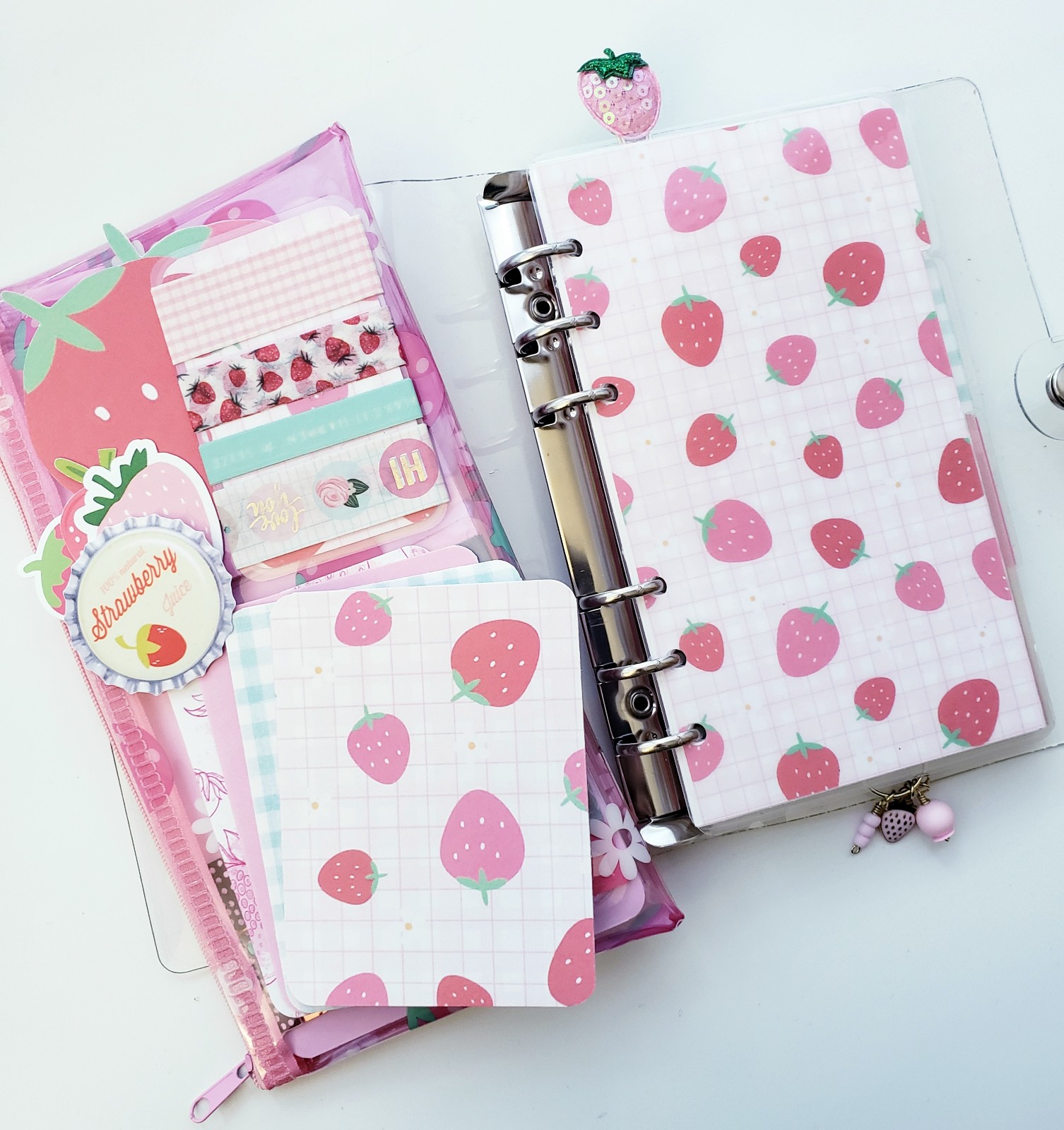 Strawberry Plaid Personal Size Planner Kit