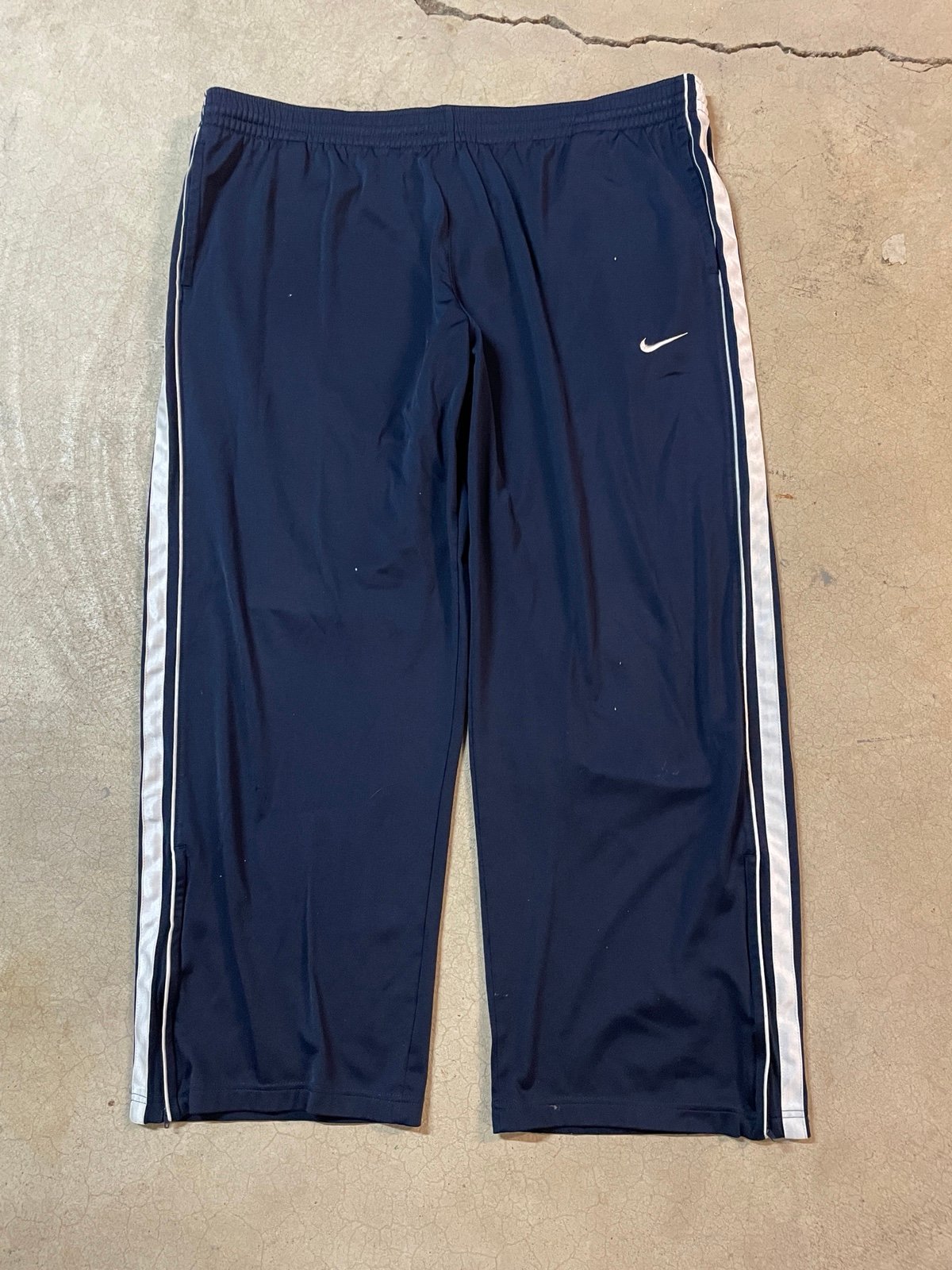 Vintage Y2K Nike Baggy Track Open Leg Pants Navy Size XL