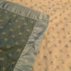 Vintage satin trimmed reversible baby blanket