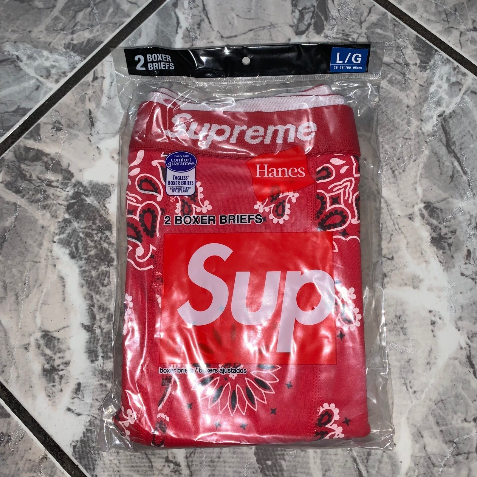 Supreme Hans Red Bandana 2 Pack Boxer Briefs (L)