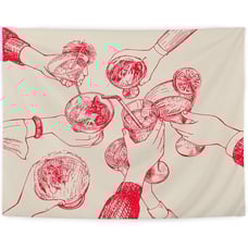 Bar Art Wall Decor Red Christmas Trendy Retro Cheers Cocktail Champagne Tapestry