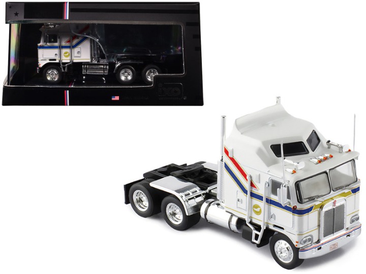 1976 Kenworth K100 Aerodyne Truck Tractor White with Blue and Red Stripes 1/64