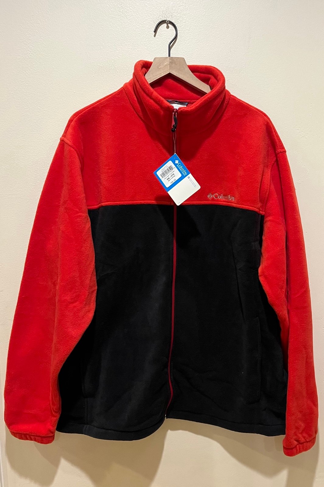 NWT Columbia Sportswear Red and Black Zip Up Fleece Jacket - Men’s Size XXL