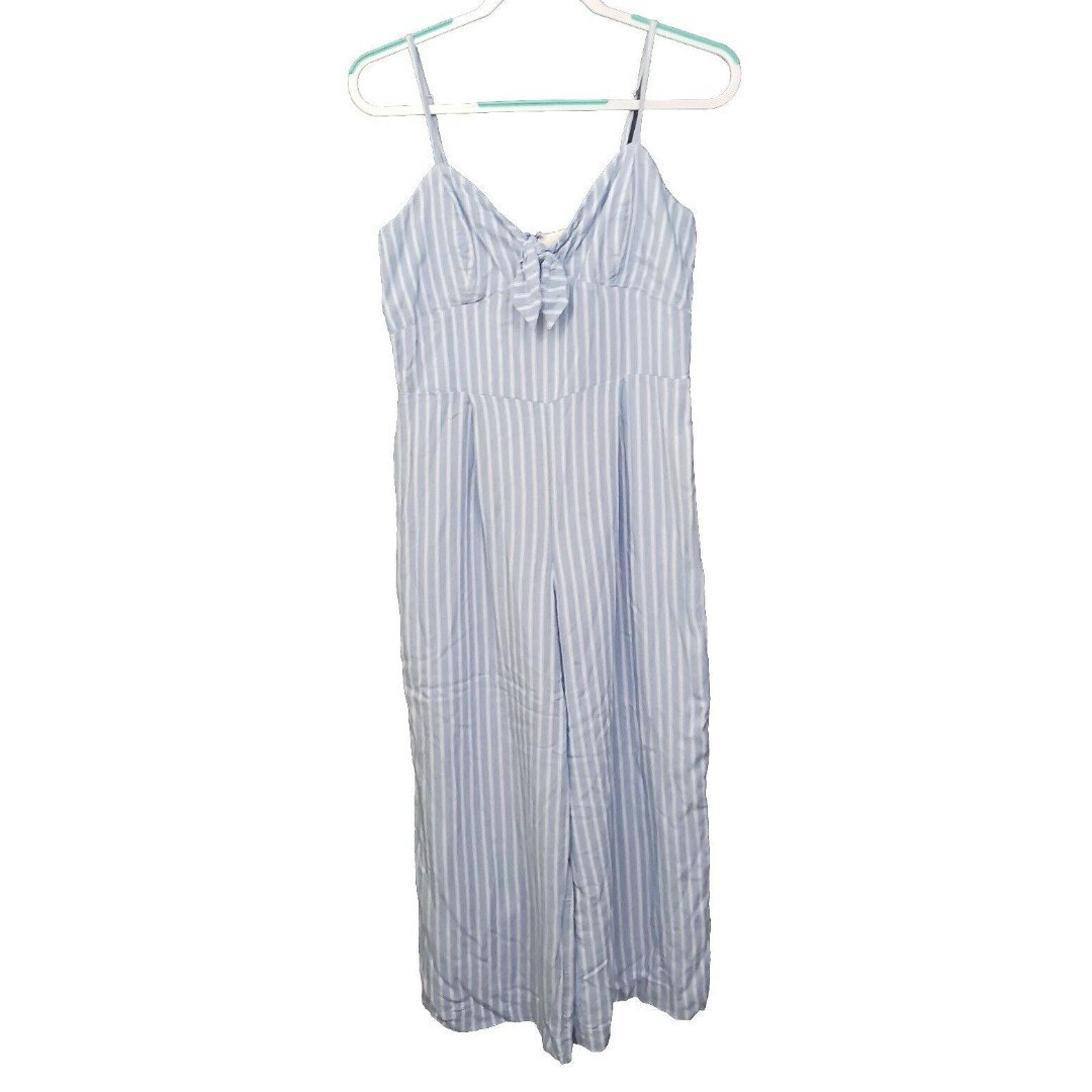 J Crew Jumpsuit Womens Size 8 Tie Front  Wide Leg Sleeveless Lined Blue Romper
