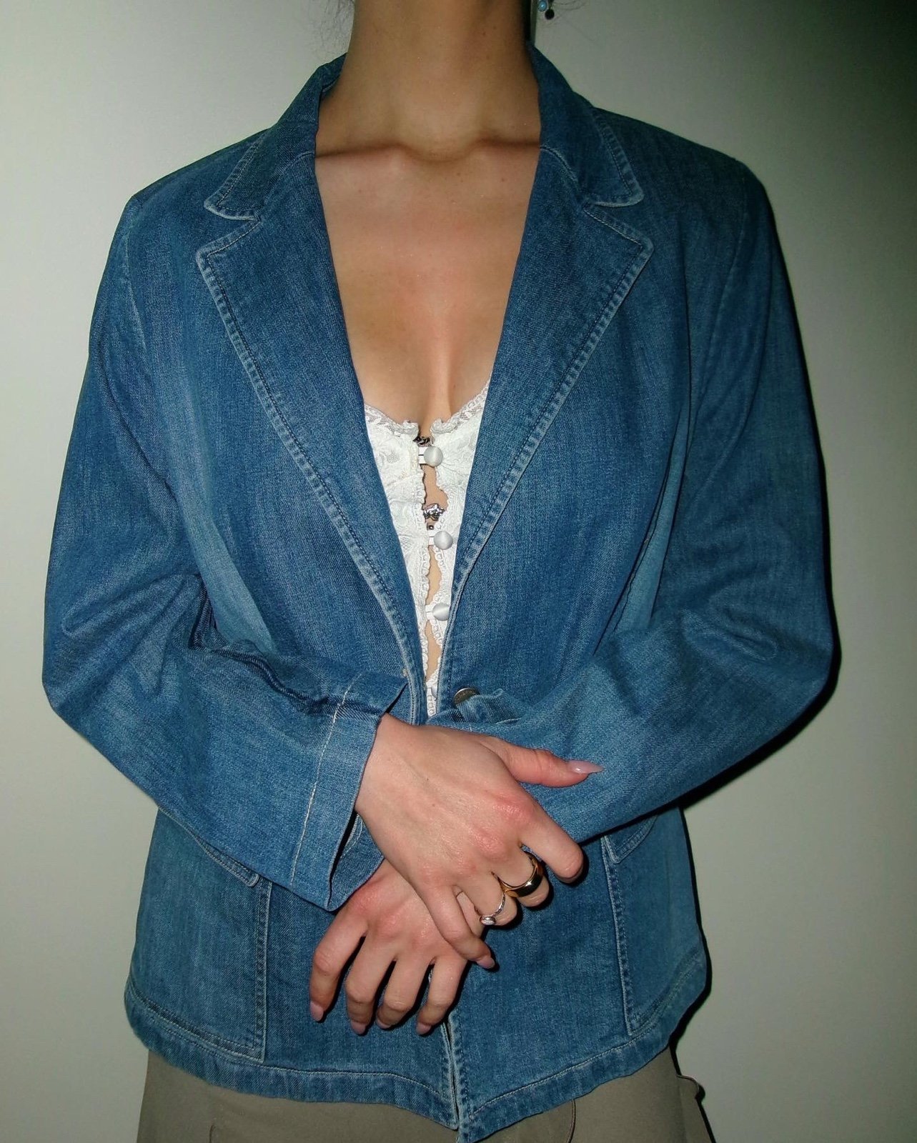 EARLY 90s BURBERRY DENIM BLAZER (size M/L)