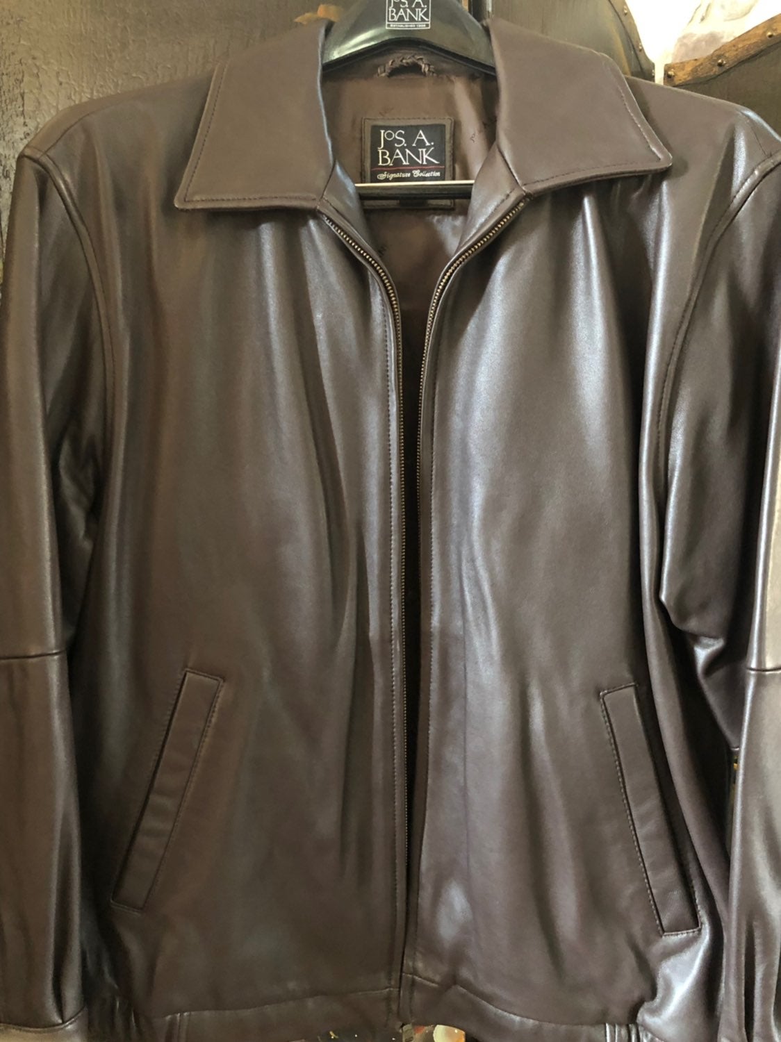 JoS A Banks Signature Leather Coat L