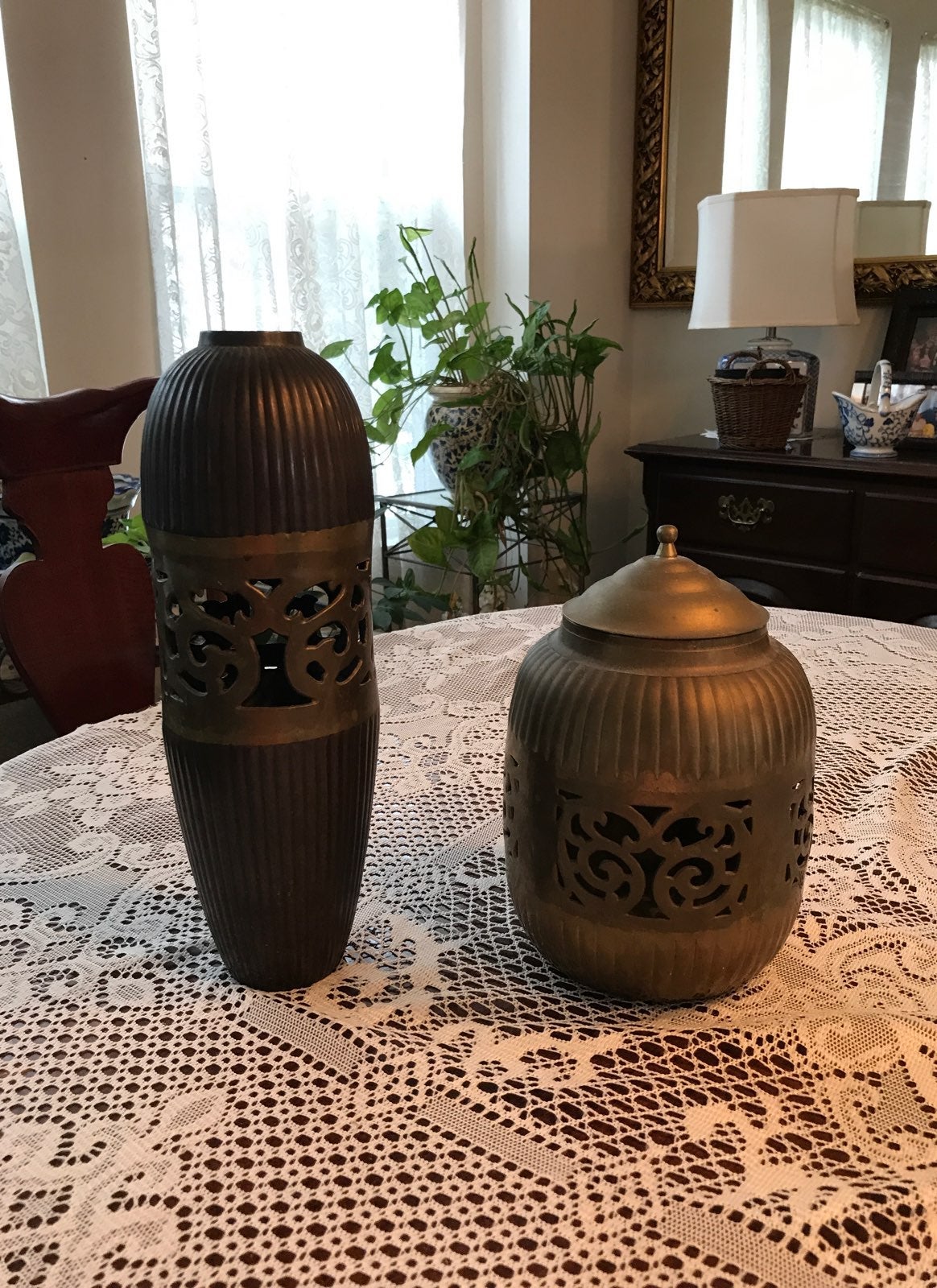 Solid Brass Vase And Ginger Jar