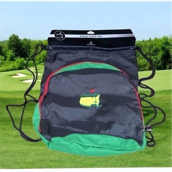 NWT New Masters Golf Tournament 2012 Nylon Black Backpack/Deluxe Cinch Bag.