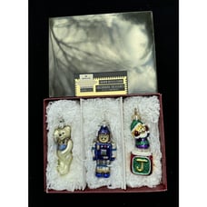 Brand New Hallmark Crown Reflections Childhood Treasures Set 3 Glass Ornaments