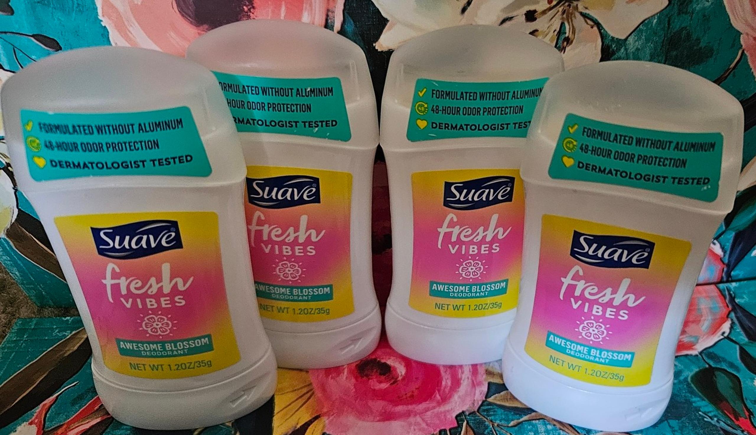 4X Suave Fresh Vibes AWESOME BLOSSOM No Aluminum Deodorant 1.2 oz. NEW