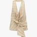 Women's Zara Tan & White Striped Halter Backless V Neck Sleeveless Beige Top