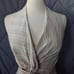 Women's Zara Tan & White Striped Halter Backless V Neck Sleeveless Beige Top
