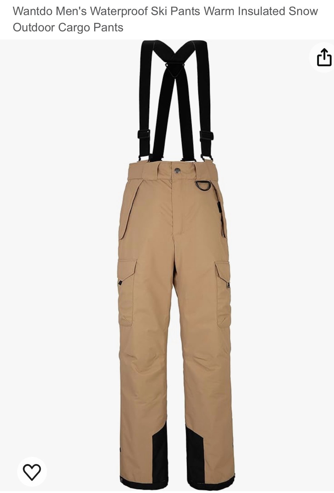 Wantdo Men's Waterproof Ski Pants Warm Insulated Snow Outdoor Cargo Pants