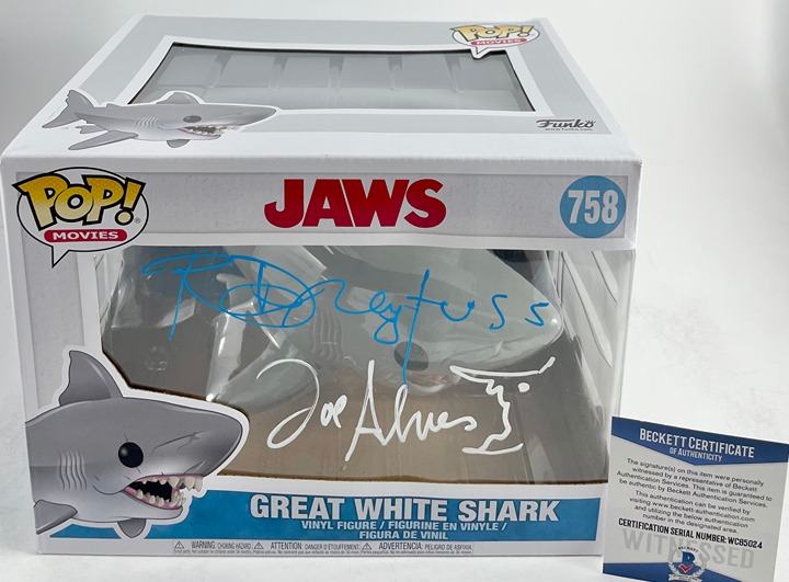 Richard Dreyfuss & Joe Alves Signed JAWS Great White Shark Funko POP B BAS COA