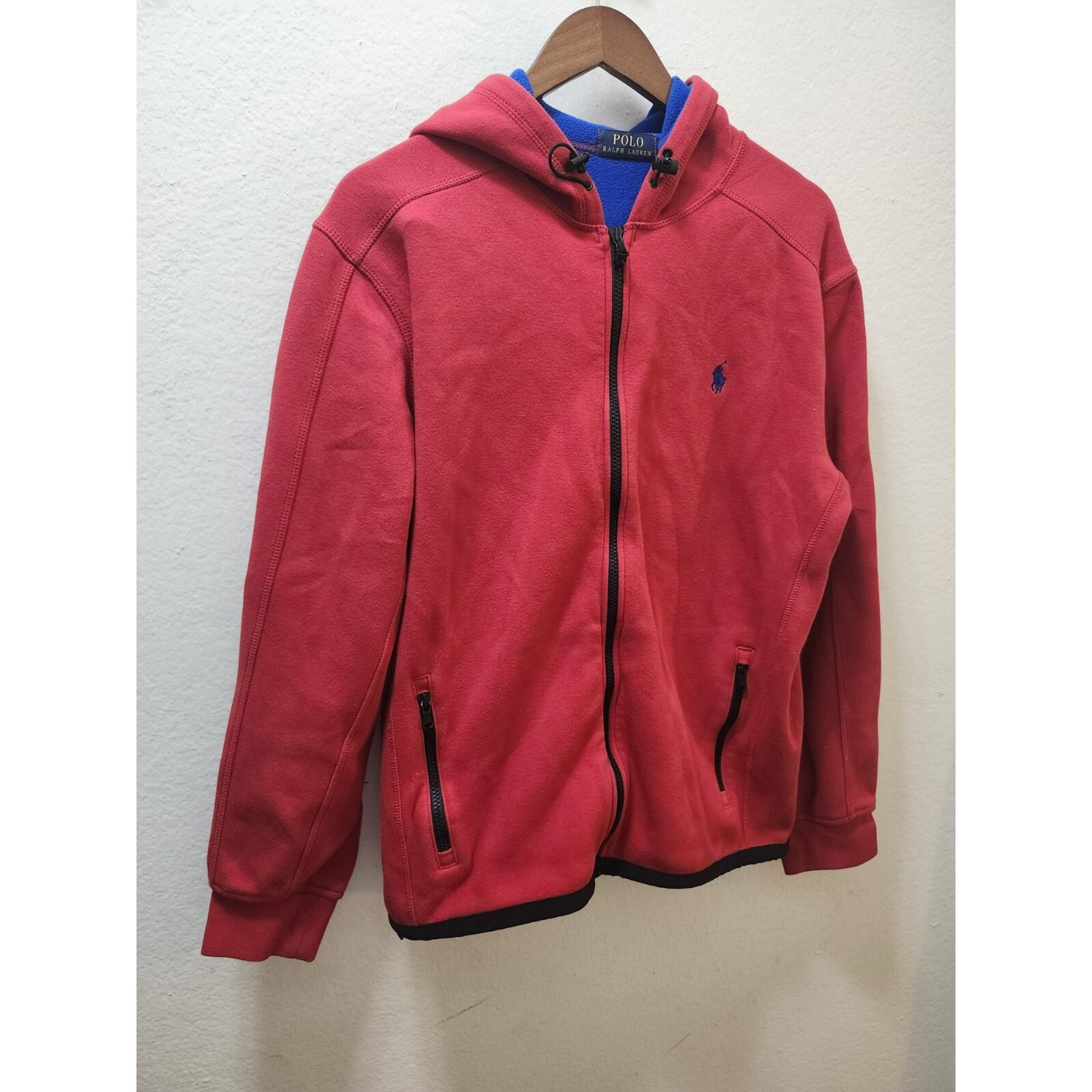 VINTAGE RALPH LAUREN POLO  FULL ZIP UP FLEECE HOODIE RED MEN'S SIZE L