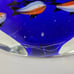 Vintage Murano Italy Cobalt Blue Art Glass Clam Shell Paperweight Multi-Fish