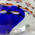 Vintage Murano Italy Cobalt Blue Art Glass Clam Shell Paperweight Multi-Fish