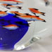 Vintage Murano Italy Cobalt Blue Art Glass Clam Shell Paperweight Multi-Fish