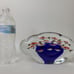 Vintage Murano Italy Cobalt Blue Art Glass Clam Shell Paperweight Multi-Fish