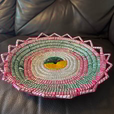 Hand made basket tray with date palm leaves for décor kitchen dining table usage