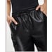Good American Good 90's Faux Leather Trousers Black Drawstring Size 3 NWT's