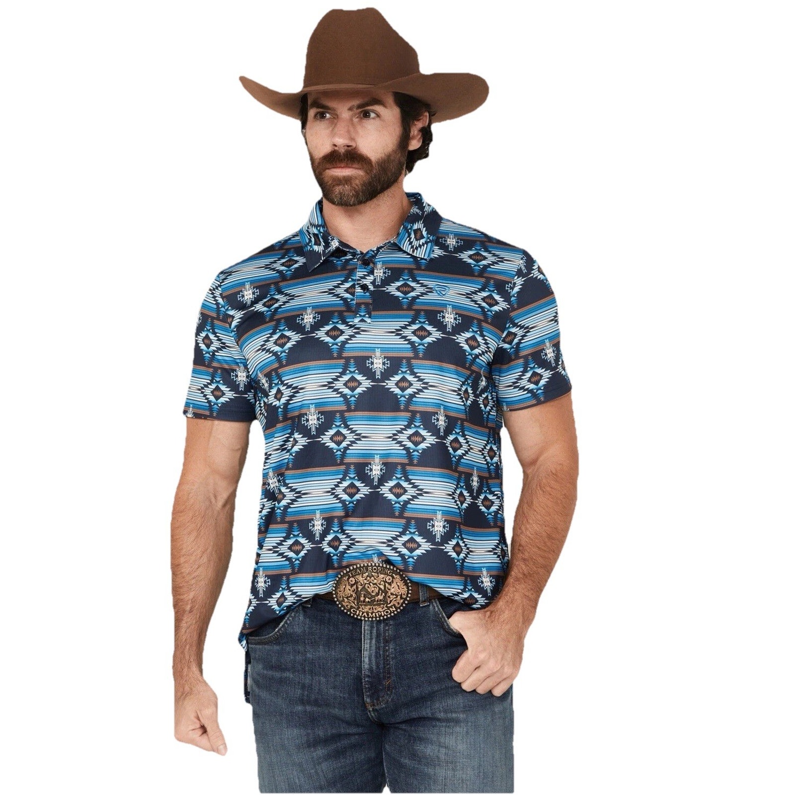 Rock & Roll Denim Lot Of 2 Shirts Men's Size Lg Southwestern Short Sleeve Polo
