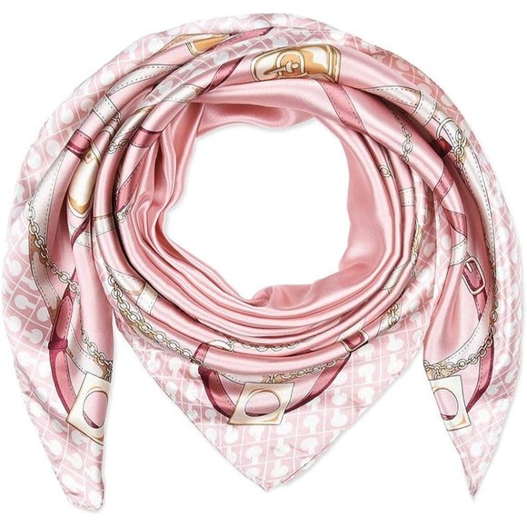 Women's Printed Silk Curly Headband Tie Sleeping at Night Hair Scarf 35 x 35