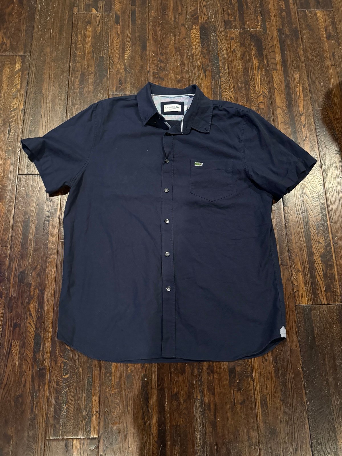 Lacoste Mens Embroidered Button Down Short Sleeve Polo Shirt
