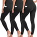 3 Pack Leggings with Pockets for Women - High Waisted Tummy Control