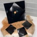 Japanese Lacquered Wood Serving Tray Makie Leaves Vtg Plate Square Black