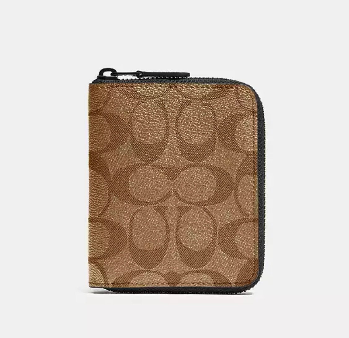 Coach Medium Zip Around Wallet In Signature Canvas