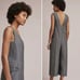 Anthropologie Cartonnier Jumpsuit Women Wide Leg Cropped Stripe V Neck MEDIUM