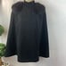 BCBG Black Ryder Fur Trim Pancho Cape S