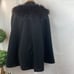 BCBG Black Ryder Fur Trim Pancho Cape S