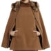 BCBG Black Ryder Fur Trim Pancho Cape S