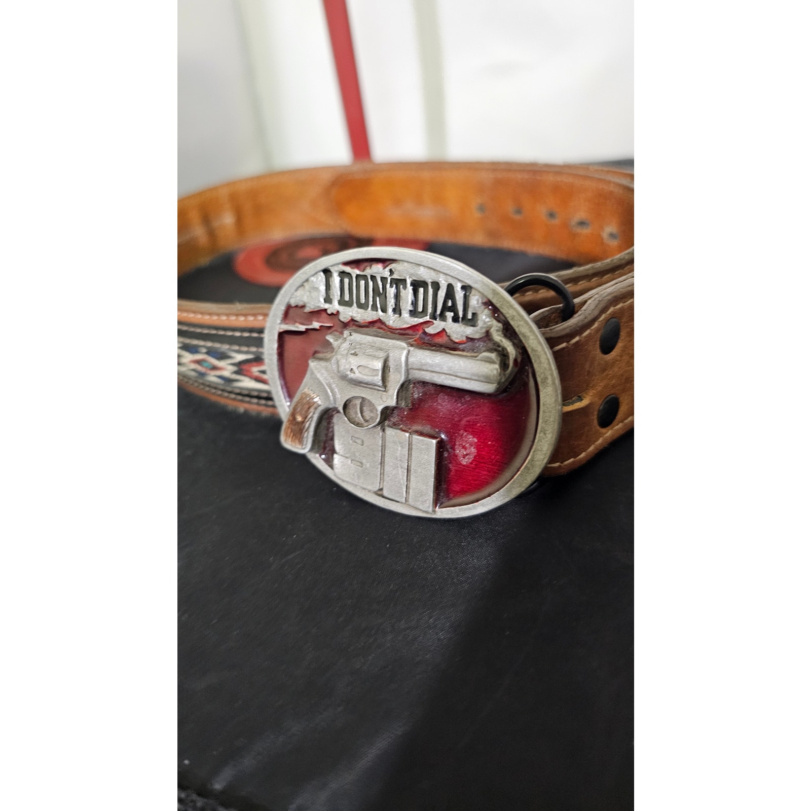 Don't Dial 911 Buckle Belt Handcrafted Mexican Size 38