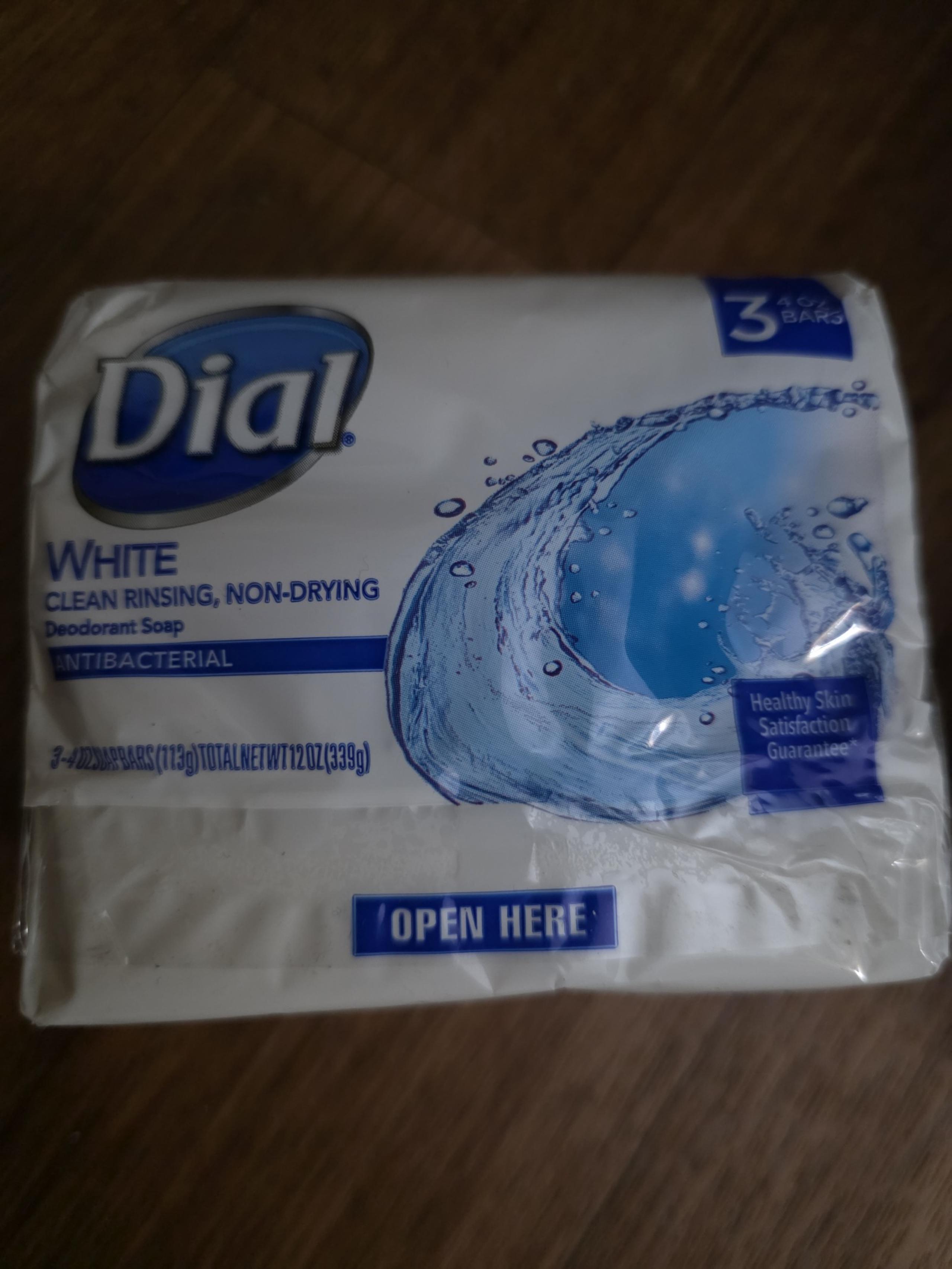 Dial White Clean Rinsing Non Drying Deodorant Soap Antibacterial 3- 4oz Bars