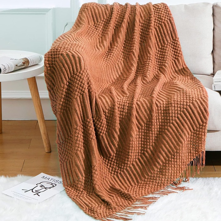 Knitted Throw Blanket for Couch and Bed 50 W x 60 L
