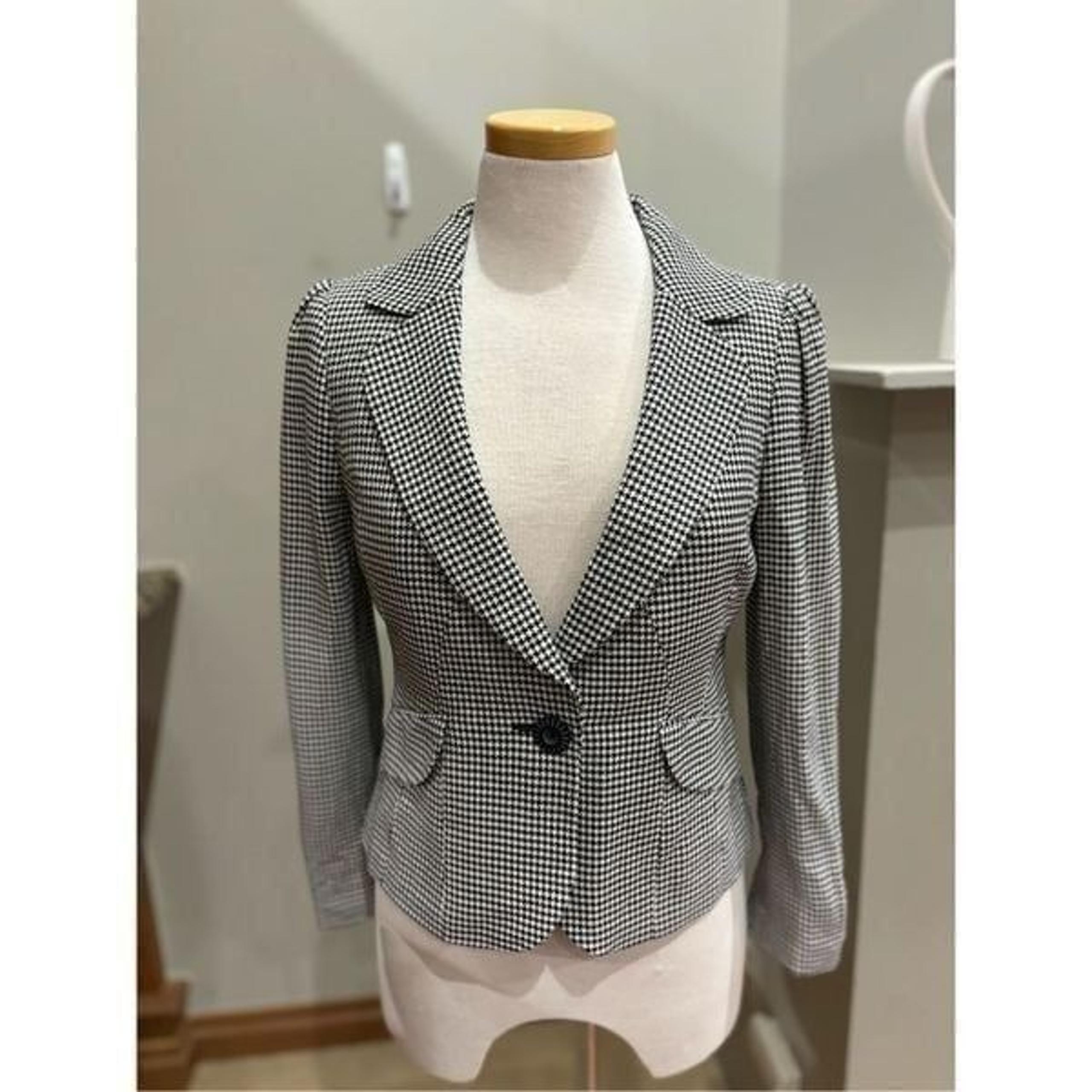 Classique Entier 8P houndstooth cropped lined blazer