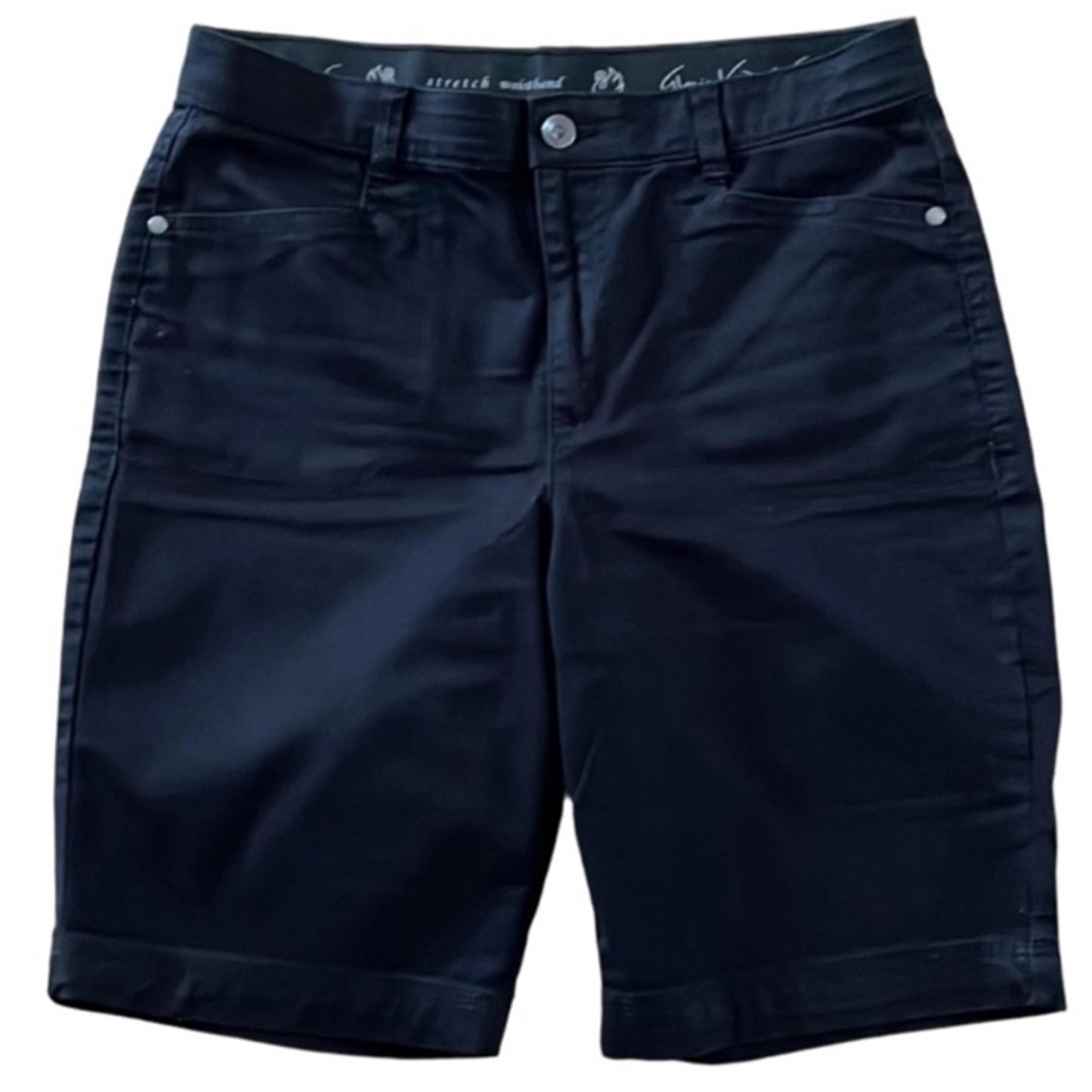 GLORIA VANDERBILT WOMENS BERMUDA SHORTS BLACK COTTON / SPANDEX BLEND SIZE 6