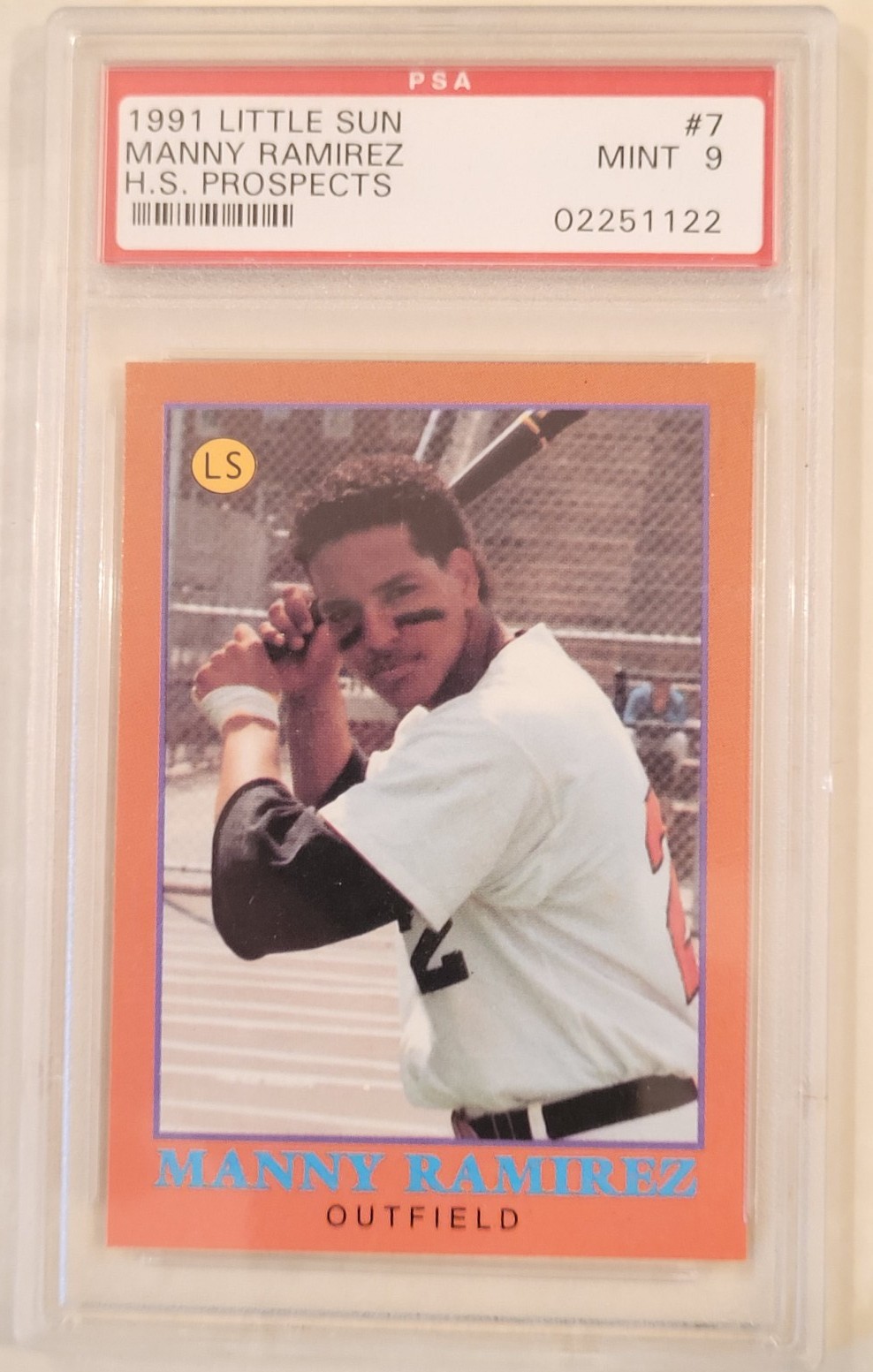 Manny Ramirez 1991 Little Sun High School Prospects Rookie Card #7 PSA MINT 9.