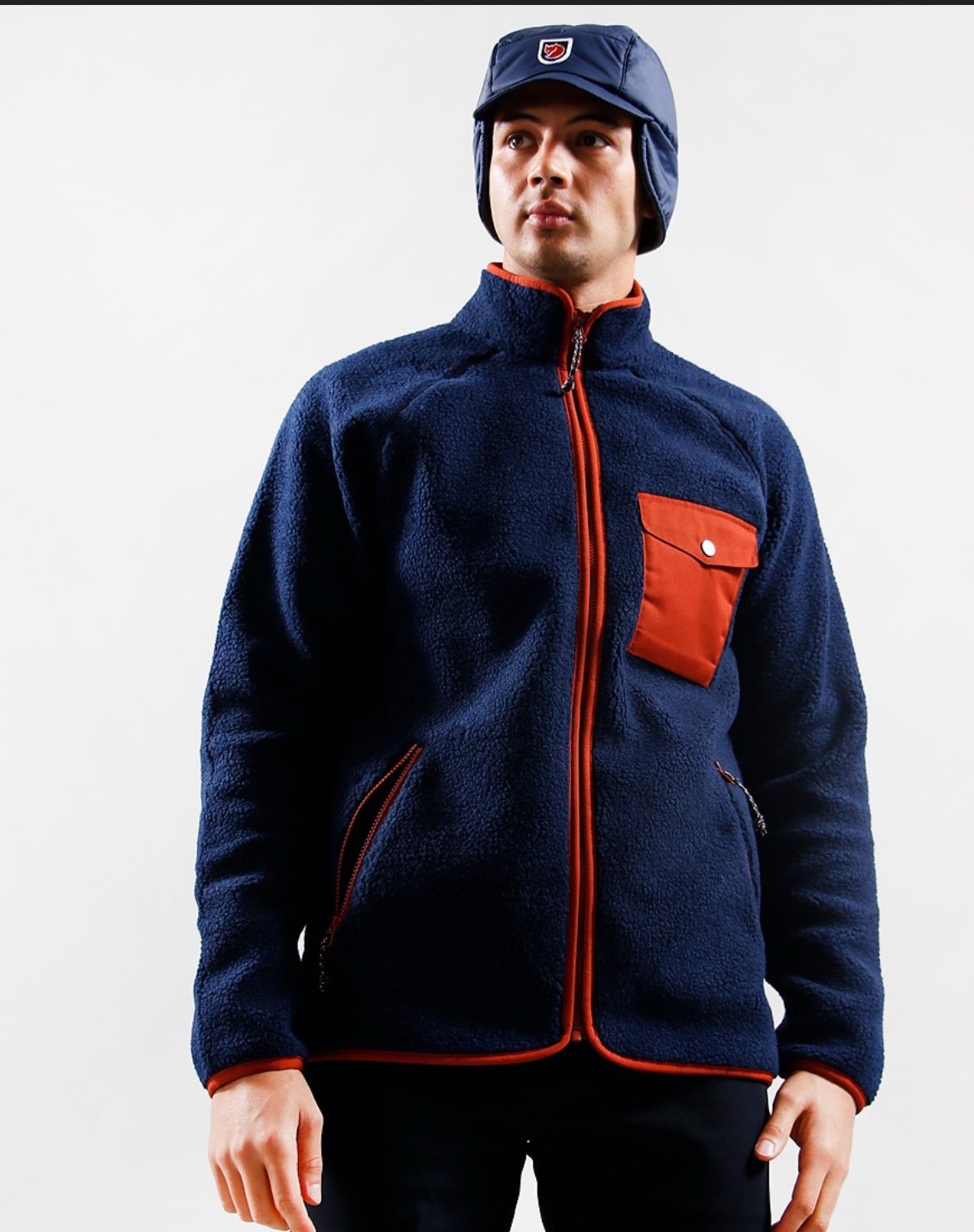 Fjallraven Deep Pile Vardag Fleece Navy Blue Orange